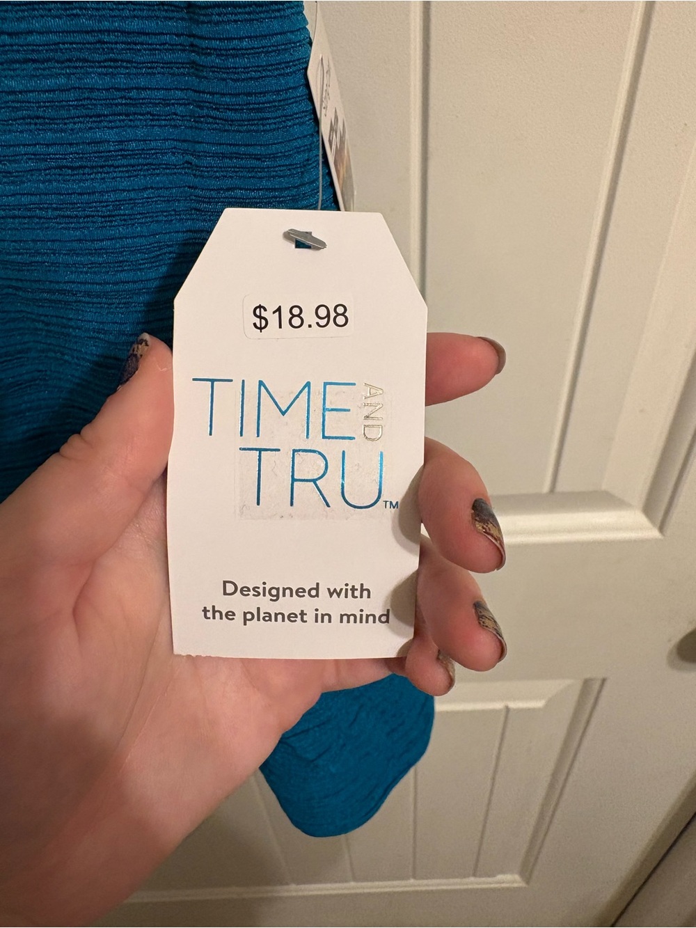 Time and Tru Teal Blue Textured Tankini Top - Picture 6 of 6